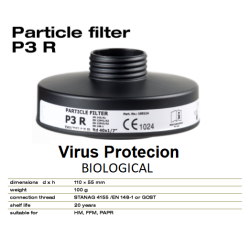 P3-R Veiligheidsfilter tegen Virus, bacterien en fijnstof gasmasker